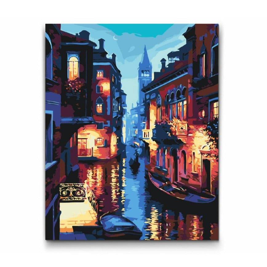 EN KVÄLL I VENEDIG - med dubbelfärg, ram och fri frakt - paint by numbers