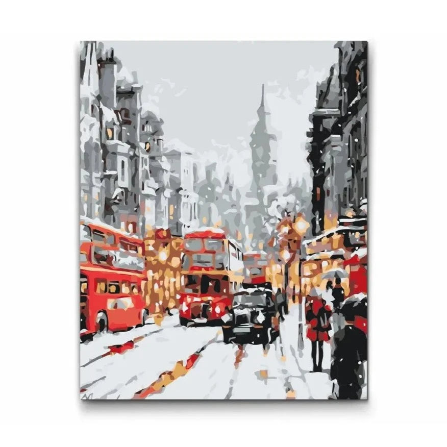 London i snö - med dubbelfärg och fri frakt - paint by number