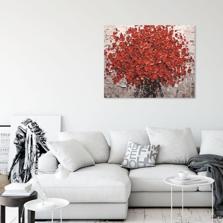 RÖDA BLOMMOR - med dubbelfärg och fri frakt - paint by number