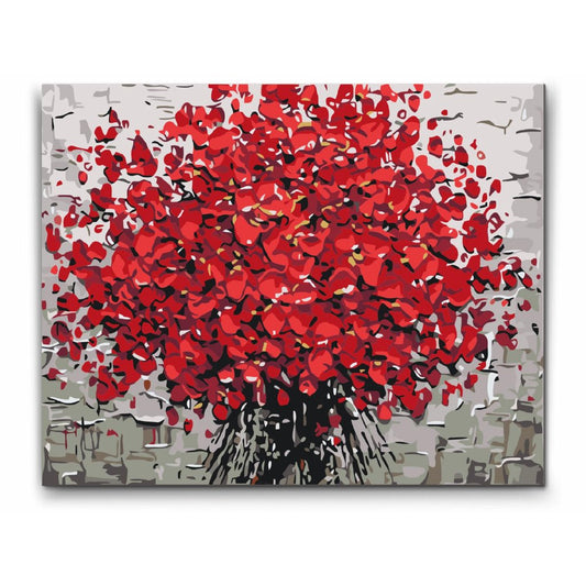 RÖDA BLOMMOR - med dubbelfärg och fri frakt - paint by number