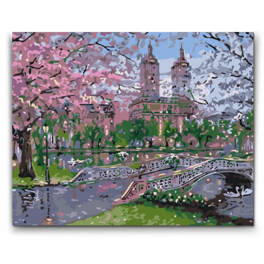 Vår i parken New York - med dubbelfärg och fri frakt - paint by number