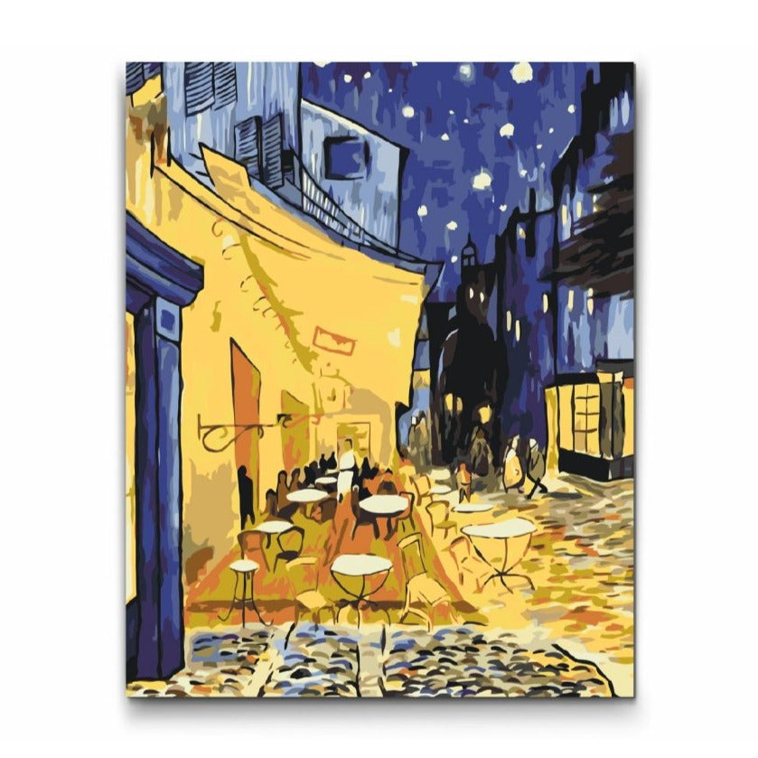TERRASSE DE CAFÉ LA NUIT -Vincent van Gogh - med dubbelfärg och fri frakt - paint by number