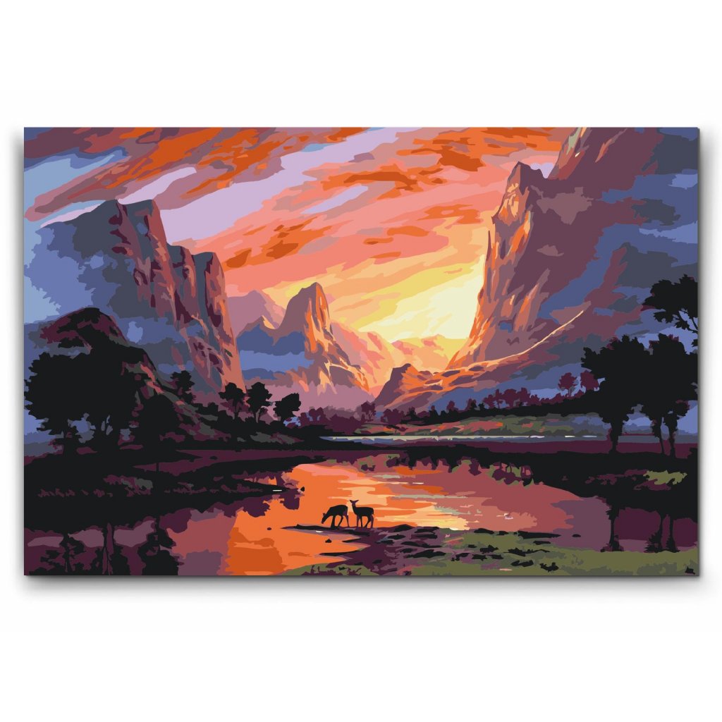 Fredlig Soloppgång - med dubbelfärg, ram och fri frakt - paint by numbers