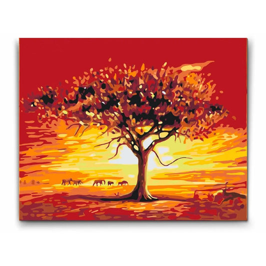 African sunset - måla efter nummer vuxna