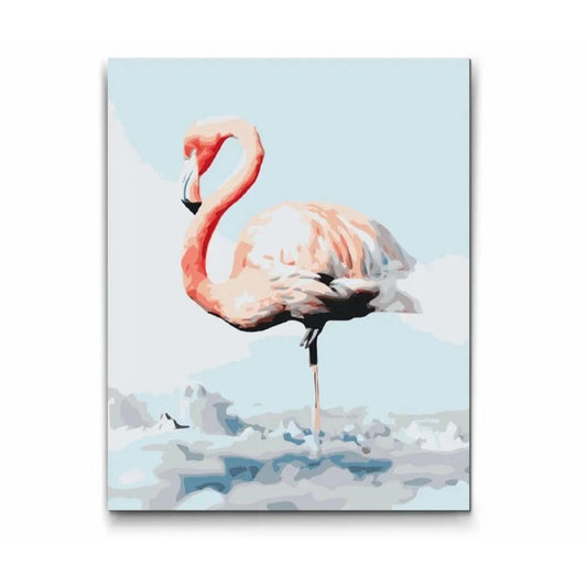 FLAMINGO PÅ HIMLEN - med dubbelfärg, ram och fri frakt - paint by numbers