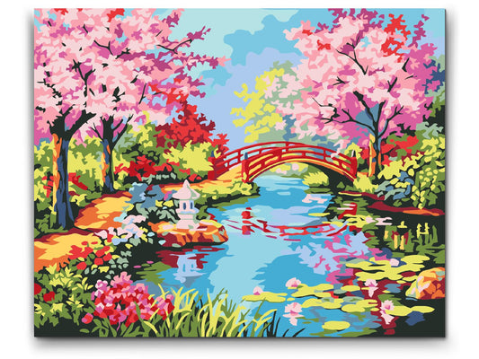 Japansk Trädgård - med dubbelfärg och fri frakt - paint by number