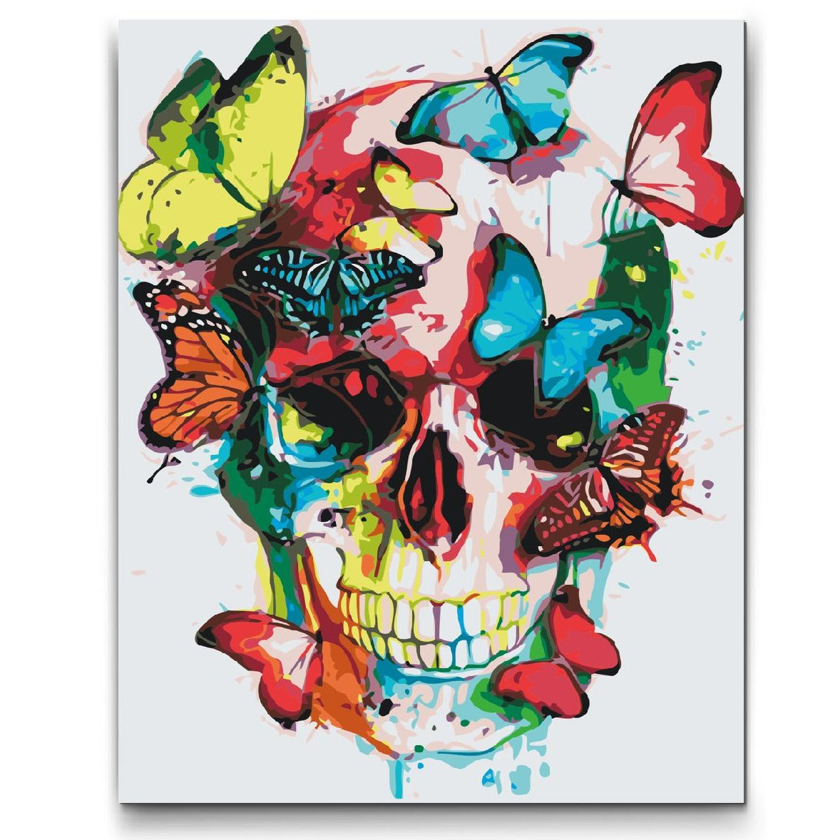 Butterfly Skull - med dubbelfärg, ram och fri frakt - paint by numbers
