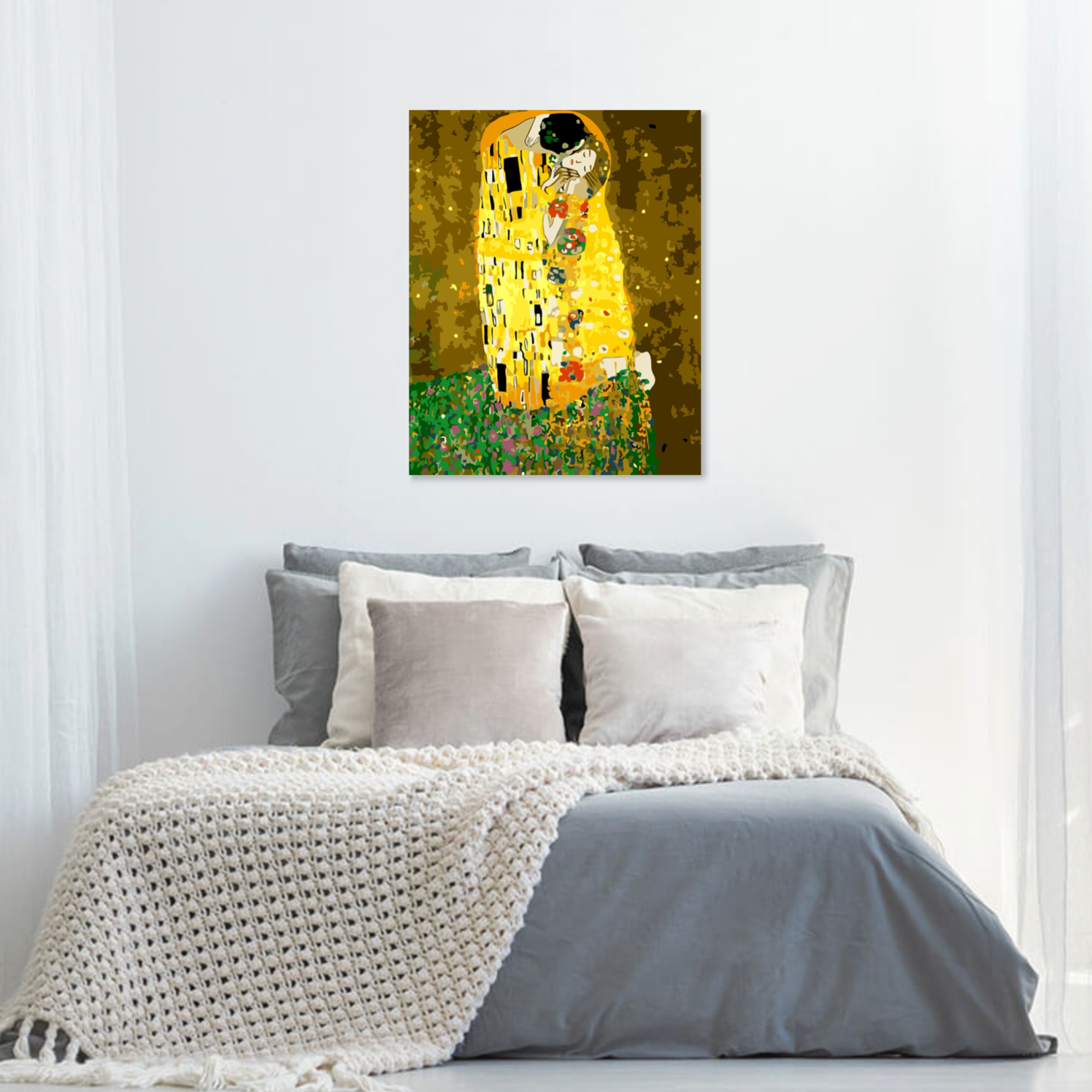THE KISS - Gustav Klimt - med dubbelfärg och fri frakt - paint by number