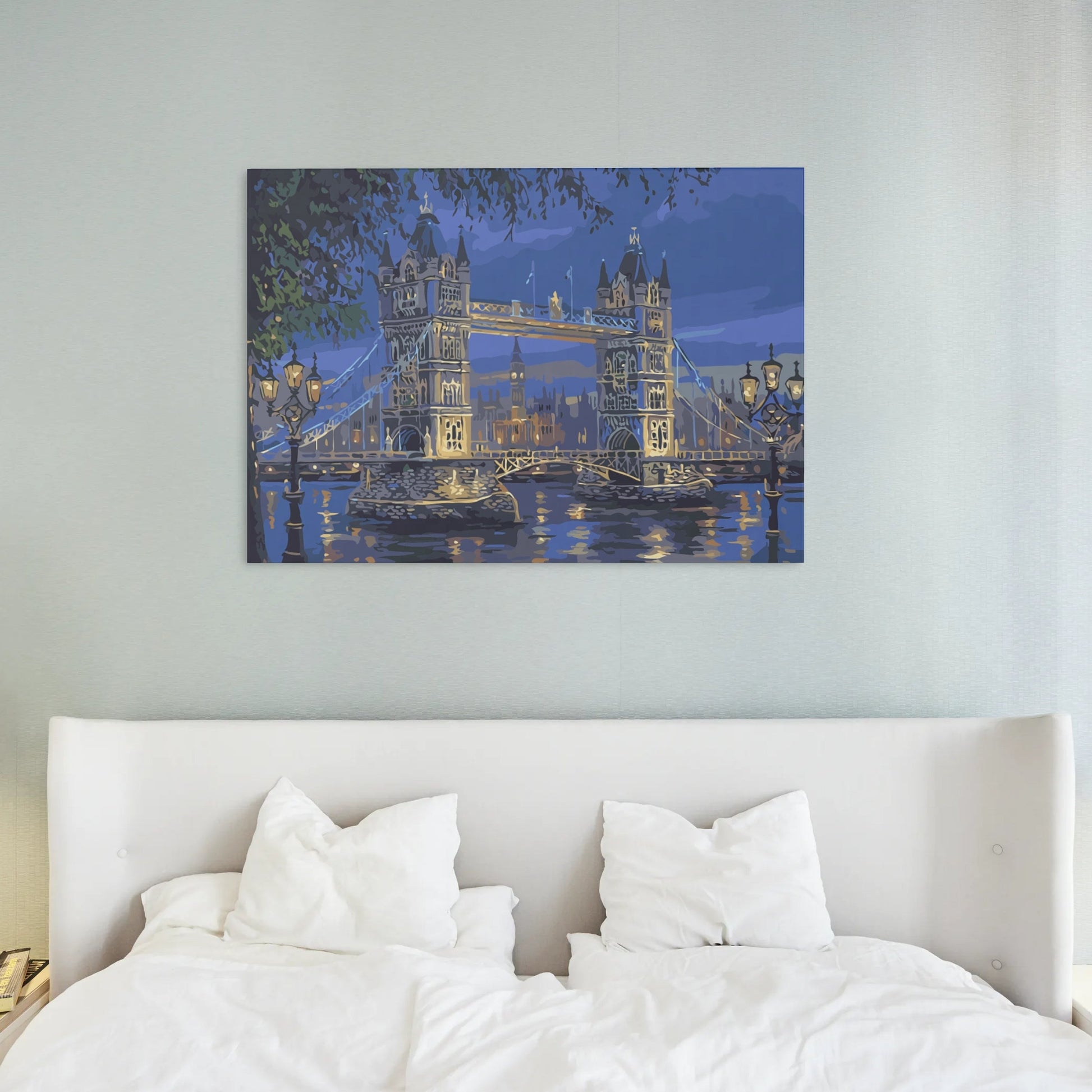 Kväll på Tower Bridge - måla efter nummer - med dubbelfärg och fri frakt - paint by number